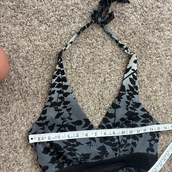 Vintage Y2k 100% Silk Express Babydoll Halter Top Sz 6 Black Gray Ombre 90s - Picture 4 of 11